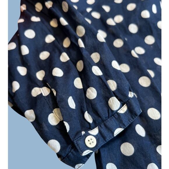 Lauren Ralph Lauren 3/4 Sleeve Blouse Top Shirt Semi Sheer Sz M Navy Blue Preppy - Picture 4 of 9